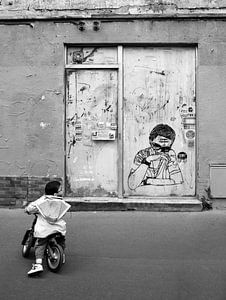 Graffiti Paris in Schwarz und Weiß