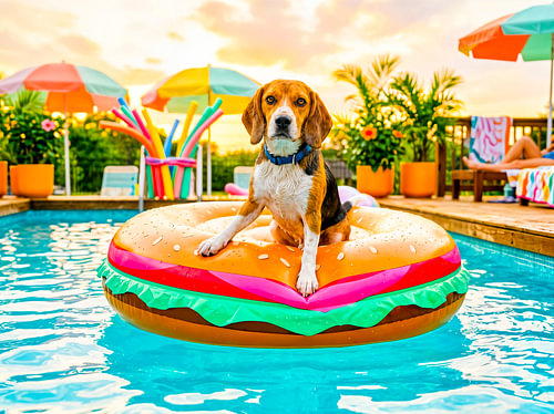 Beagles op de hamburger-praalwagen