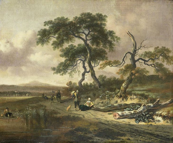 Landschaft mit Hausierer und ruhender Frau, Jan Wijnants von Meisterhafte Meister