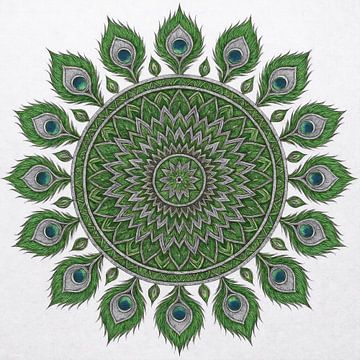 Mandala Paon – Profondeur de l'âme dans la symétrie et la couleur