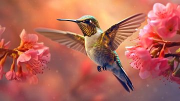 L'enchantement d'un colibri volant à Spring Garden sur New Visuals