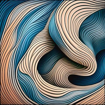 Mouvement abstrait de vagues, tourbillons et lignes ondulées 2 sur The Art Kroep