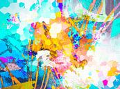 Modernes, abstraktes digitales Kunstwerk in Blau, Orange, Weiß, Pink von Art By Dominic Miniaturansicht