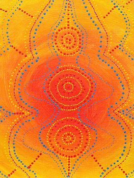 Orange Malerei mit Punkten