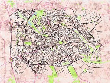 Kaart van Paderborn in de stijl 'Soothing Spring' van Maporia