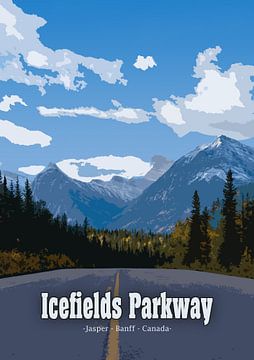 Vintage poster, Icefields Parkway, Canada van Discover Dutch Nature