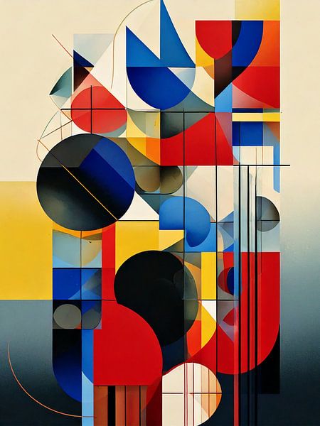 Geometrisches abstraktes Paneel aus der Jahrhundertmitte von Ini Rendybovi