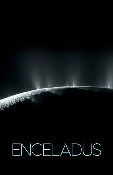 STK205474S-Solar system poster Enceladus, een maan van Saturnus. van Stocktrek Images