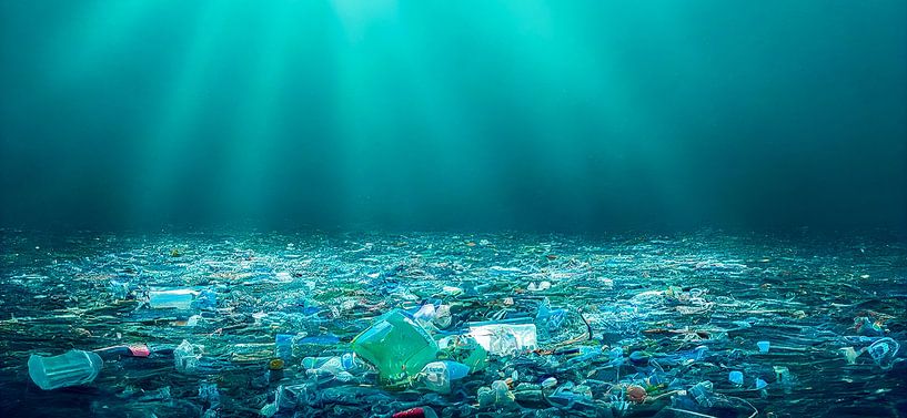 Underwater scene with plastic waste, illustration by Animaflora PicsStock