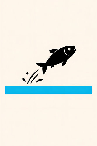 Poisson bondissant au-dessus de l'eau bleue