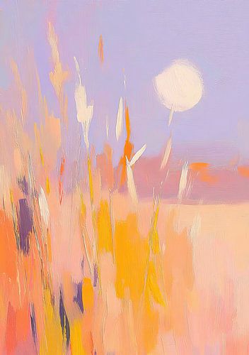 Avondlicht in het riet aan de horizon