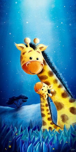 cute giraffe with baby by Stefan Lohr