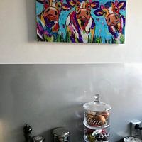 Klantfoto: Trio Koeien van Vrolijk Schilderij, op aluminium