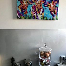 Kundenfoto: 3 Kühe auf der Weide von Vrolijk Schilderij, auf alu-dibond