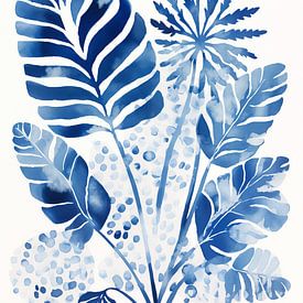 Blätter, Delfter Blau von Caroline Guerain