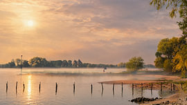 Golden morning mist over the Waal – Loevestein Castle by Z6Focus