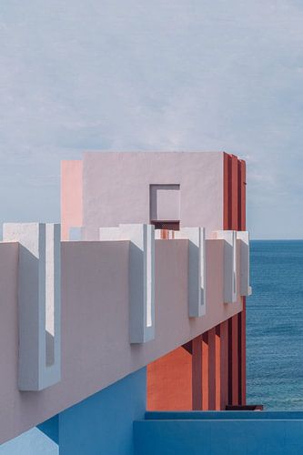 Muralla Roja reisfotografie print ᝢ abstracte pastel architectuurfoto