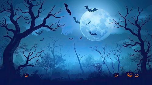 Nuit sous la pleine lune - Halloween Art&quot ;
