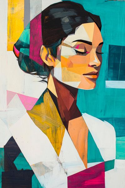 Colourful stillness - Portrait of a woman Geometric harmony by Poster Art Shop