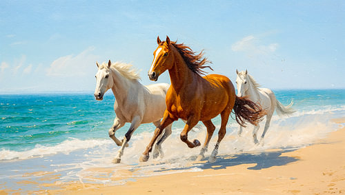 Pferde im Galopp an der Küste