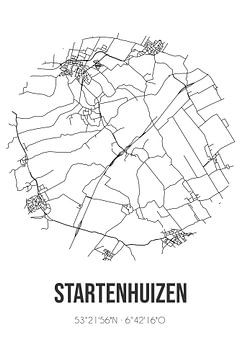 Startenhuizen (Groningen) | Landkaart | Zwart-wit van Rezona