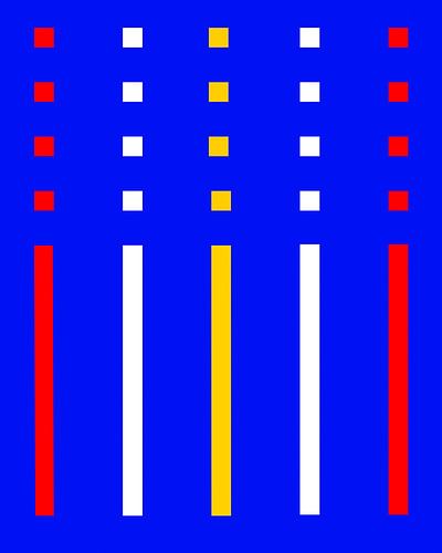 Farbige Balken und Blöcke auf blauem Hintergrund V1 von Jenco van Zalk