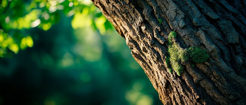 Tree bark with moss in the sunlight by Poster Art Shop
