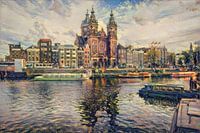 Klassische Malerei Amsterdam: Amsterdamer Hauptbahnhof im impressionistischen Stil