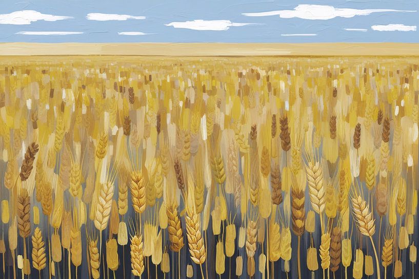 Gouden tarwe onder blauwe lucht van Art & Soul Creations