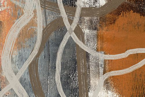 Japandi. Abstract schilderij met lijnen