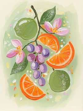 Modern Abstract. Fris Fruit en Bloesem in Kleuren van de Lente