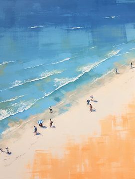 Zon, Zee en Zand van Abstract Schilderij