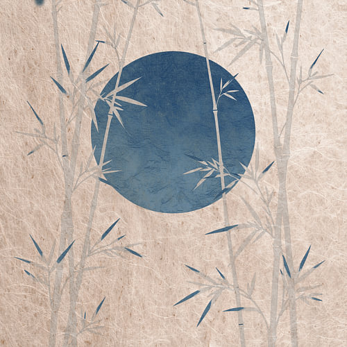 ZEN Art. Japanischer Bambus mit blauem Kreis