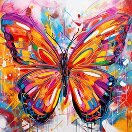 Papillon abstrait et coloré — en pleine floraison sur Wilma Mesman