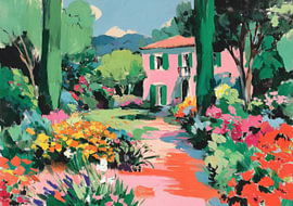 Pink Villa in the Summer Garden by Niklas Maximilian