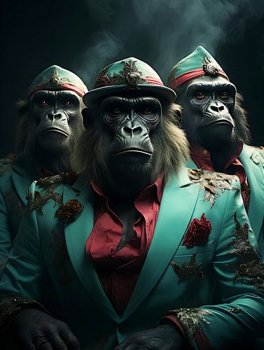 Three imposing gorilla's