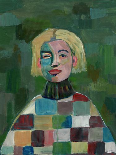 Modern portret met groen van Studio Gjil