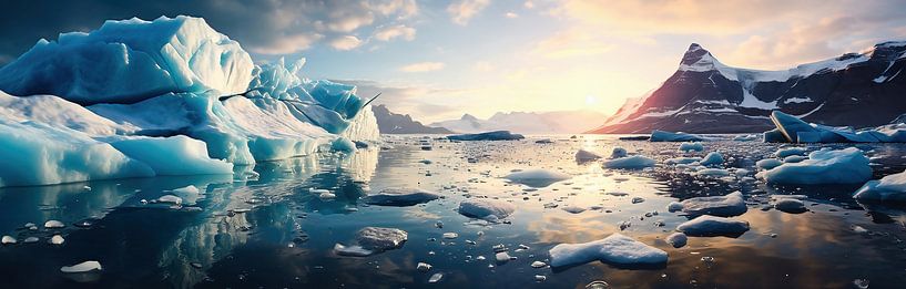 Icebergs dans la lumière du matin par fernlichtsicht
