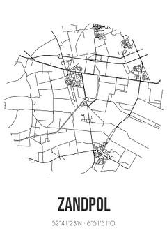 Zandpol (Drenthe) | Karte | Schwarz und Weiß von Rezona