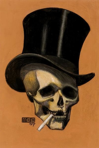 Schädel mit Zigarette - M.C. Escher von Accessible Art