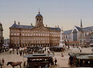 Place du Dam, palais du Dam et nouvelle église, Amsterdam  sur Vintage Afbeeldingen