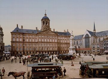 De Dam, Paleis op de Dam en Nieuwe Kerk, Amsterdam  von Vintage Afbeeldingen