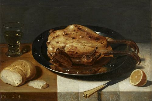 Stilleven met gebraden kapoen, David Rijckaert