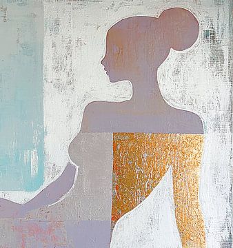 Serene Profile Gaze van Abstract Schilderij