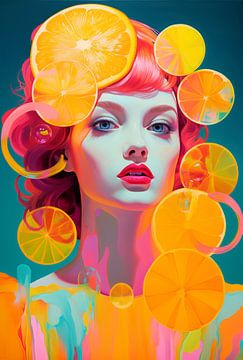 Vrouw abstract oranges van Bianca ter Riet