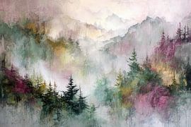 Green dreamy abstract forest landscape by BowiScapes - Fine Art and Urban Wall Art