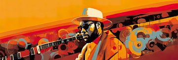 Curtis Mayfield - Abstract Retro Schilderij van Surreal Media