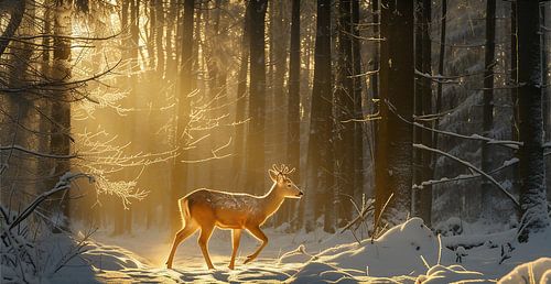 Magical deer in winter
