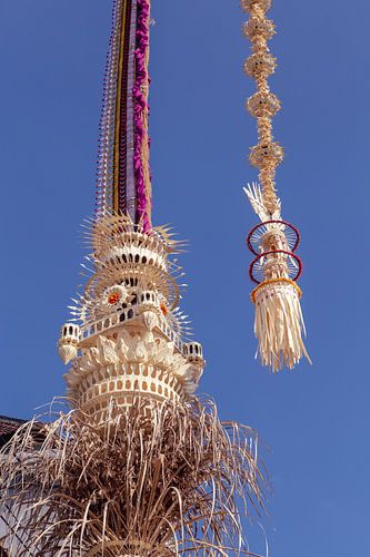 Penjor pole for Galungan (Hindu Balinese holiday) celebration, Bali Island, Indonesia.