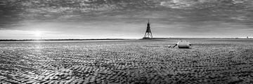 Noordzee zon zwart-wit van Manfred Voss, Zwart-Wit Fotografie